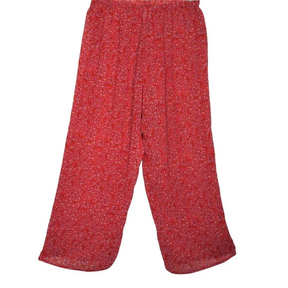 Vintage 90s Y2K Josie Natori Red Hearts Pajama PJ Pants Sheer Pajama Sleepwear - Picture 2 of 9